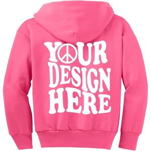 เสื้อฮู้ดซิปด้านหน้าและด้านหลังของเด็ก PC90YZH มีซิปด้านหน้าและด้านหลังพิมพ์ลายหมึกพิมพ์แบบกำหนดเอง - Product Image 1