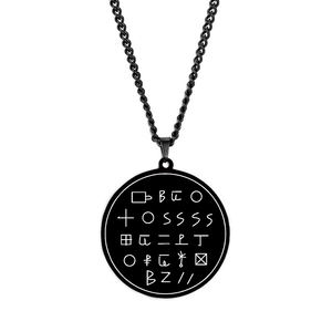 HLSS539 Letras hebreas Joyería Vintage Glifo Pictoglyph Stargate Logo Corte láser Talismán Amuleto Collar con colgante de acero inoxidable - Product Image 3