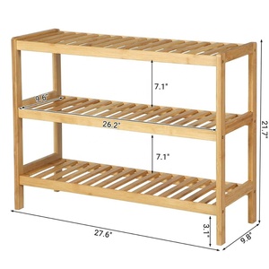 פניקס בית כניסה פשוט 3 Tier מדהים במבוק עץ ארגונית מדפי נעליים עבור בית - Product Image 3