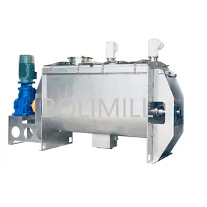 Horizontal powder ribbon type mixer for chemical and food industries