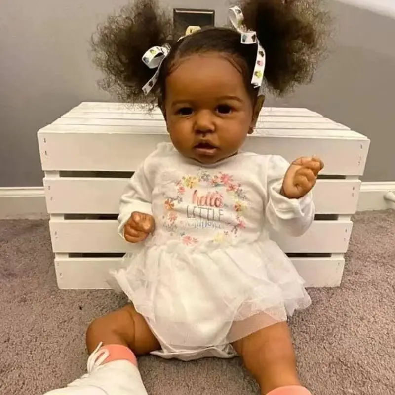 Cheap Black Reborn Dolls Toddler Baby Simulation Include Clothes Set Reborn Baby Dolls Silicone Newborn