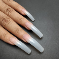 Pointes d'ongles en gel souple ultra-fines, forme cercueil, style stiletto, naturelles, demi-couverture, acryliques, droites et effilées, sans trace, blanches, pour marque privée