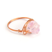 Anillo Ajustable de Piedra de Nacimiento con Cristal Natural para Mujer, con Amatista y Cristales Blancos, Personalizable, Sostenible, DIY