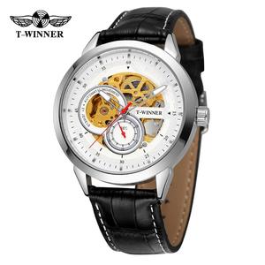 T vincitore oro blu colori <span class=keywords><strong>Minimal</strong></span> dolce uomo regalo Auto orologi da polso uomo di lusso in pelle <span class=keywords><strong>orologio</strong></span> automatico automatico scheletro meccanico - Product Image 4