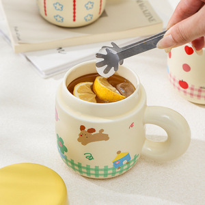 Cute Porcelain <b>Tea</b> <b>Mug</b> with <b>Infuser</b> and Lid Ceramic <b>Tea</b> Cup - Product Image 5