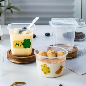 Vaso de Plástico PP Transparente Desechable de 220ml/280ml Personalizado para Pasteles, Yogur, Helado, Pudín y Postres con Tapa y Cuchara - Product Image 3