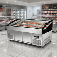 Vitrine professionnelle à 2 niveaux, double température, éclairage LED, facile à nettoyer, double compresseur, refroidissement direct, acier inoxydable commercial