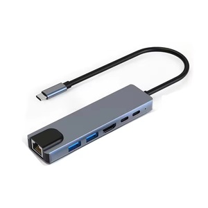 6 en 1 Type C Docking ethernet pd <span class=keywords><strong>port</strong></span> USB3.0 + USB2.0 + 100mpb rj45 + HDTV + PD + transfert de données RJ45 Ethernet type c vers hub usb - Product Image 2
