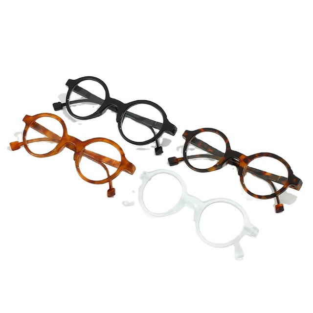 New Arrival Eco-Friendly Designer Reading Glasses Brown Clear Frames Spring Hinge Presbyopic Fashionable Diamond Face Shape