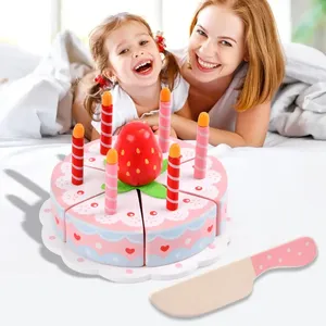 Simulation Kitchen role Play Children pretend Cutting wooden birthday cake toy for kids kitchen pretend playing