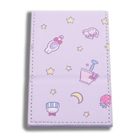 Miroir de maquillage pliable rectangulaire en cuir PU, motif mignon, portable, vente en gros