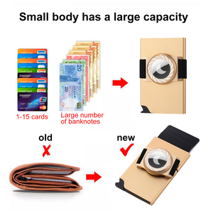 2024 nouveauté métal portefeuille porte-cartes Rfid bloquant minimaliste mince crédit Pop Up porte-carte pour Apple <span class=keywords><strong>Airtag</strong></span> portefeuille - Product Image 5
