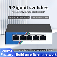 Switch Ethernet Gigabit de 5 Puertos 10/100/1000Mbps RJ45, Switch de Red con Carcasa Metálica, No Administrado, de Escritorio, Plug and Play