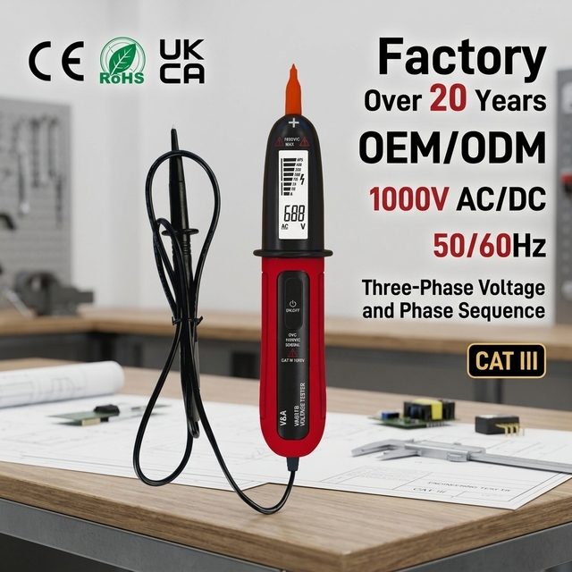 VA6817B V&A Digital Multifunction Voltage Tester Test Pencil LCD Display AC DC 600V 1% Accuracy Voltage Resistor Continuity Test