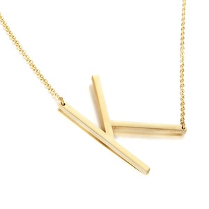 Minimalista de oro de la joyería de plata de oro rosa Color 26 A-Z nombre carta <span class=keywords><strong>M</strong></span> inicial largo grande letras alfabeto collar - Product Image 2