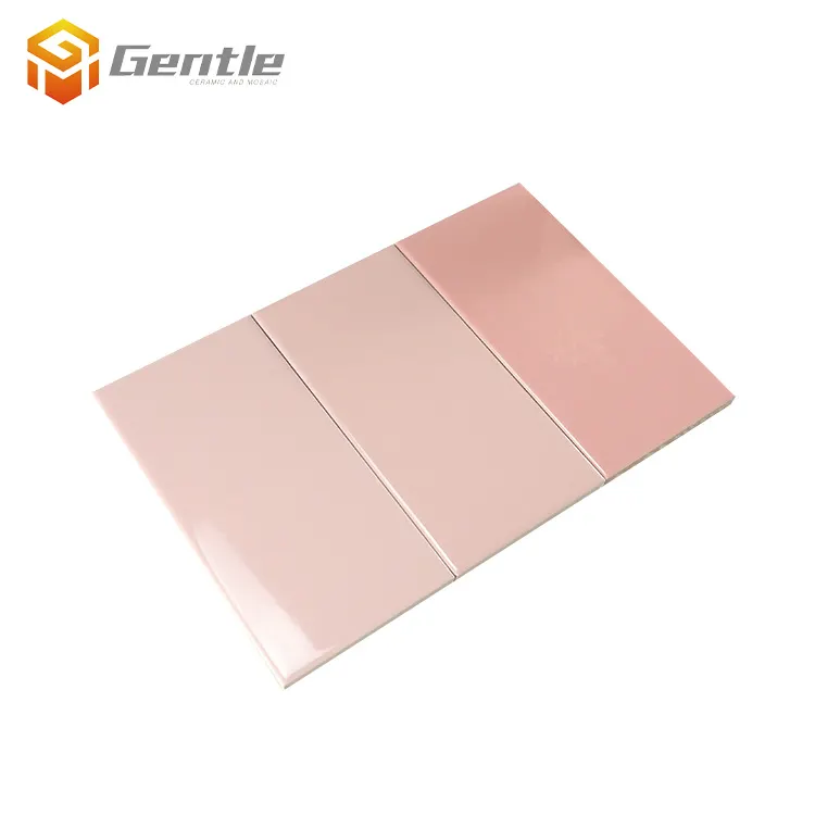 Carrelage en céramique rose brillant, pour sol, rectangulaires mixte, vente en gros,