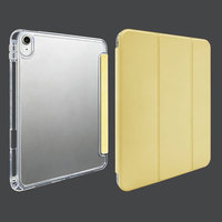 Étui pour iPad Pro 11 pouces, coque rigide transparente à trois volets, fente intégrée pour stylet, support stable et robuste, impression interchangeable, protection contre les chocs