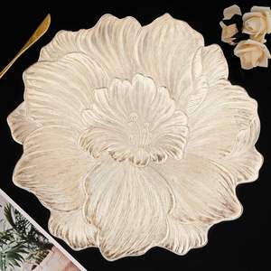 Tabletex New Gold Xmas Flower Sets <span class=keywords><strong>de</strong></span> <span class=keywords><strong>table</strong></span> pour le dîner Napperons en vinyle plastique métallique Nappes antidérapantes Noël - Product Image 2