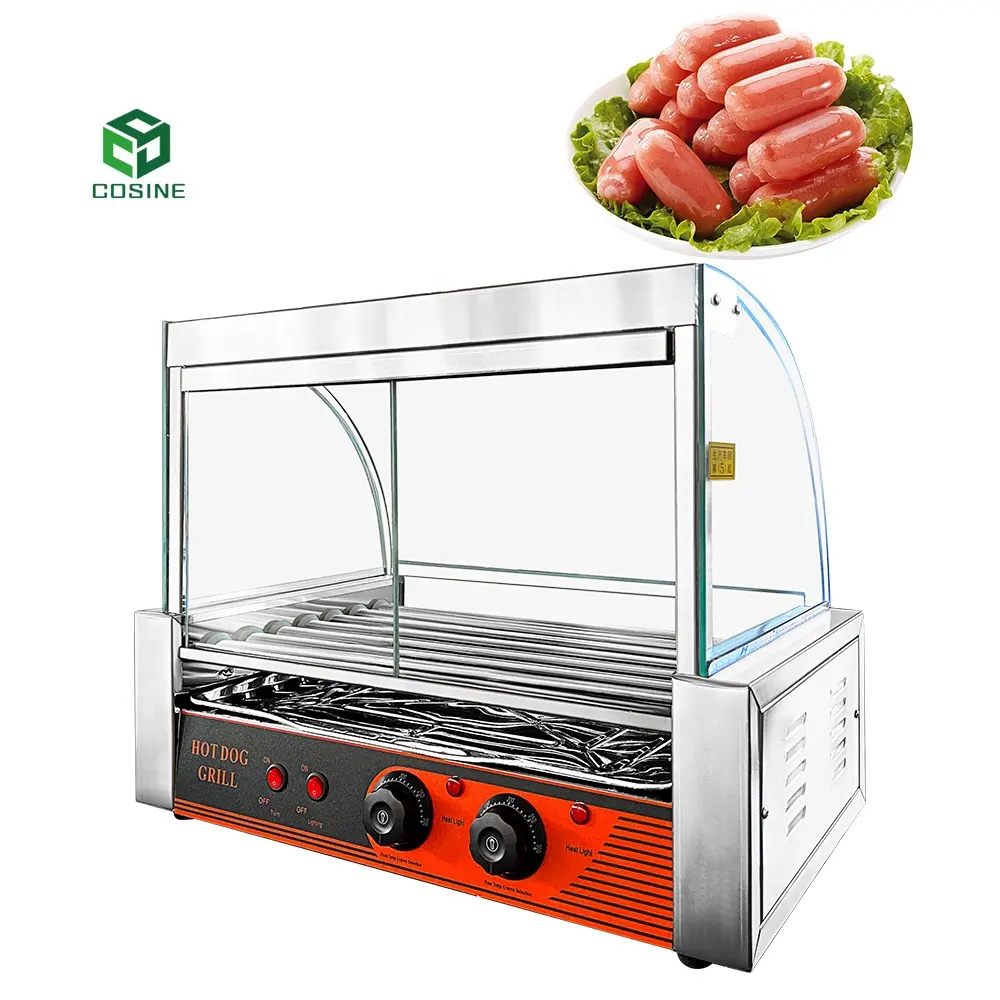 Machine à Hot-Dog en acier inoxydable, Grill à 7 rouleaux pour saucisses/Machine à Hot-Dog/Machine à Hot-Dog