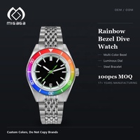 Montre de plongée pour homme, étanche 200M, lunette rotative, acier inoxydable, quartz analogique, insert coloré, vente en gros, montre personnalisée