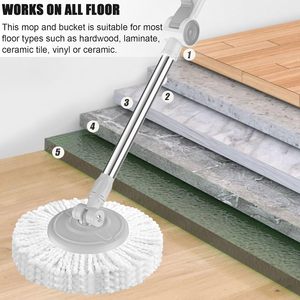 Vente en gros : Serpillère rotative 360° la plus vendue avec seau de nettoyage pour séparation eau sale - Product Image 6