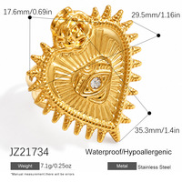 Ensemble de bijoux SUMMLY tendance pour Halloween, boucles d'oreilles et bague en forme de cœur avec zircon, plaqué or 18 carats, acier inoxydable, pour homme et femme, cadeau de fête