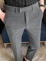 Nouveau pantalon décontracté ample à neuf points pour hommes couleur unie micro-élastique respirant grande taille pantalon de costume droit