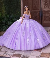 Robe de bal rose à épaules dénudées, ornée de perles et de cristaux scintillants, pour Quinceañera et Sweet 16, avec nœud, Vestidos De 15 Anos MQ748