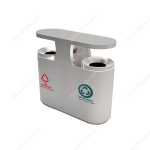 Commercial Traust Dual Two Compartment 76L Outdoor SUS Cubo de <span class=keywords><strong>basura</strong></span> Estructura de soporte Recipiente de residuos Contenedor de clasificación Papelera de reciclaje - Product Image 1