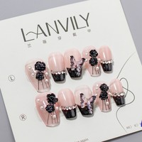 RONIKI Faux Ongles à Presser Prêts à l'Emploi, Installation Facile, Réutilisables, Ongles en Gel Adhésifs, Sans Lampe UV, Fournitures de Manucure DIY à Domicile