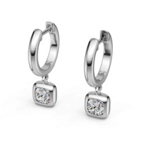 Boucles d'oreilles créoles pendantes en argent sterling 925 avec moissanite 1 carat pour femme, boucles d'oreilles huggie en moissanite taille ronde 5,0 mm, couleur D, pureté VVS1