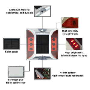 Ojo De Gato Con panneau solaire De Carga Rapida Beacon clignotant LED oeil de chat solaire route goujon clignotant lumière - Product Image 4