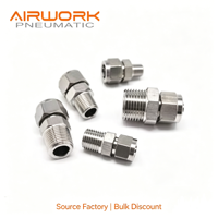 Raccord de compression droit mâle en acier inoxydable poli SS304 1/8 NPT BSPT 6mm, connecteur à ferule haute pression pour air et huile