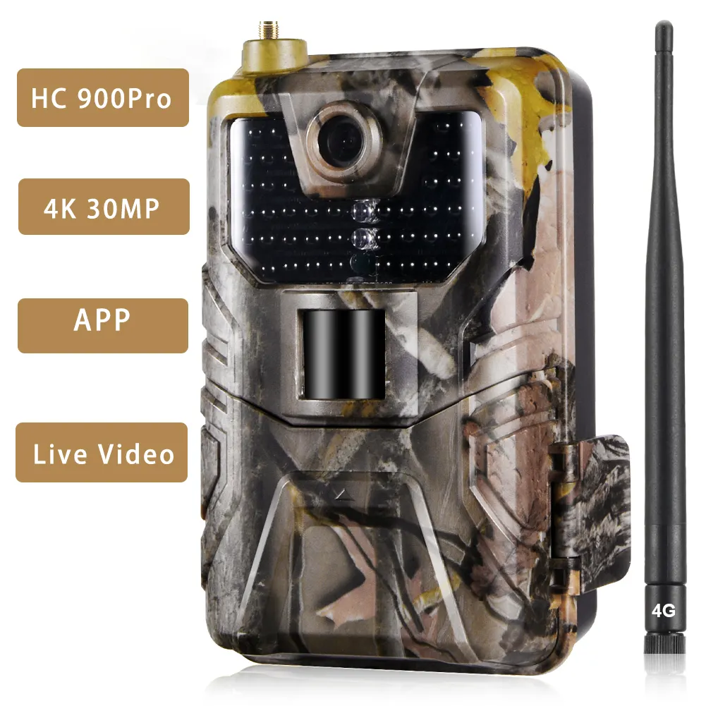 4G 4K 30FPS 36MP Hunting Trail Camera with APP Cloud Live Video 256GB Wireless IP65 Waterproof Wildlife Trail Camera HC-900 pro