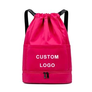 Sac de sport à cordon 48 cm, fond en nylon imperméable, compartiment humide, poche avant pour tablette, poche latérale pour parapluie, piscine, natation, yoga, 5 couleurs - Product Image 3