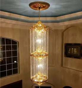 Belle cristal larme lustre plafonnier avec puits de lumière