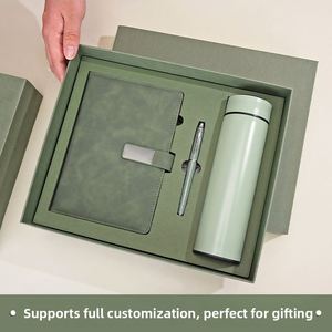 X515-1 Custom Corporate Business Gift Box Customized Leather A5 Notebook <b>Silk</b> Screen Printed Insulated Bottle Pen Set Luxury - Product Image 3