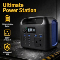 Station d'alimentation portable LiFePO4 600W, générateur solaire à onde sinusoïdale pure, prise AC, charge rapide PD 100W, batterie de secours pour le camping
