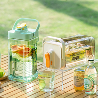 Distributeur de cruche d'eau de jus de boisson chaude froide carrée transparente de grande capacité de 3,5 L avec robinet