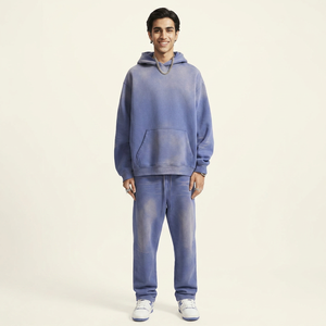 Sweat à capuche 100% coton imprimé bouffant personnalisé de haute qualité 500gsm lavage à l'acide soleil fané en détresse sweats à capuche surdimensionnés lourds - Product Image 1