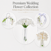 Französischer Stil Handblumen-Fotografie-Requisite Weiße Künstliche Calla-Lilie mit Perlenband Hochzeitszeremonie Brautstrauß