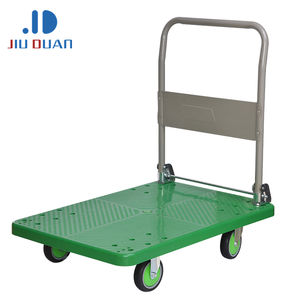 Chariot à main en plastique, capacité de 300kg, 50x70cm, 4 roues, poignée pliable, plate-forme, chariot - Product Image 6