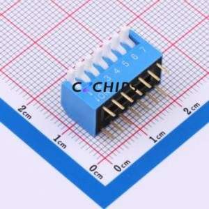 DP-7-B-T DIP Switch Through hole Component (THT),P=2.54mm Switch Piano Key Single Pole Single Throw 7 2.54mm - Product Image 1