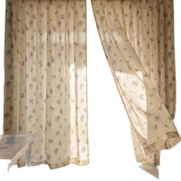Voilage transparent XinLan beige à imprimé floral botanique, rideau de fenêtre rustique style ferme filtrant la lumière, taille personnalisée en gros