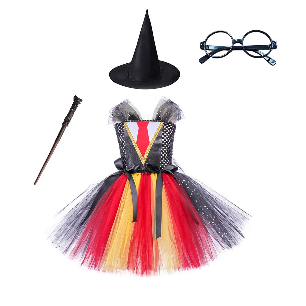Dress + glasses + magic wand + hat