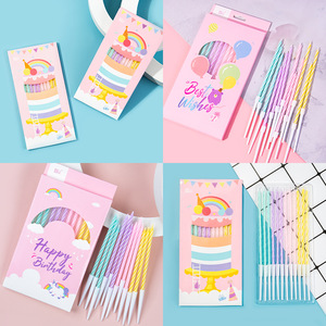 Spiral Slim Pencil-Shaped Birthday Candles Macaron Colors <b>Paraffin</b> Cake Decoration For Birthdays - Product Image 4