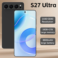 Téléphone Android S27 Ultra avec appareil photo 108MP, caméra frontale pour selfies, 16 Go + 1 To de mémoire, smartphone à grande mémoire, écran 7,3 pouces, batterie de 8800 mAh