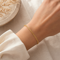 Brazalete Abierto Personalizado en Tono Dorado, Brazalete de Eslabones Huecos con Diseño de Rejilla, Joyería en Tono Oro Rosa para Mayoristas