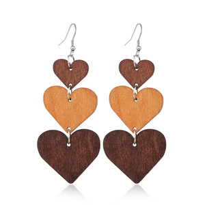 Boucles d'oreilles africaines Boucles d'oreilles pendantes en bois Boho Pendentif bohème Dangle Boucles d'oreilles légères en bois de style ethnique pour les femmes - Product Image 5