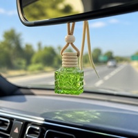 Bouteille diffuseur d'air frais transparente de 8 ml en verre, flacon de parfum de voiture suspendu personnalisé avec bouchon en bois, vide